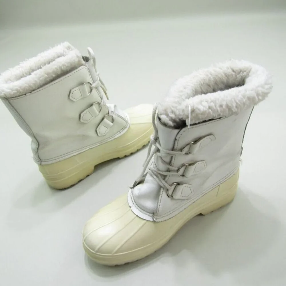 Snow Master Canada Winter Boots Womens 8 White Fur Trimmed Waterproof Ski Snow - Picture 5 of 7